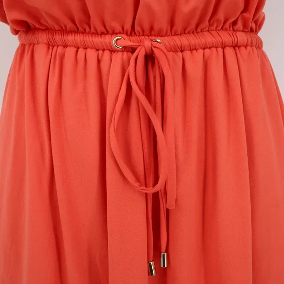 Soma Dress Womens Small Coral Orange Lined Stretch Knit Drawstring Waist New - Picture 11 of 16